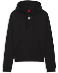 HUGO - Sweat à capuche en molleton de coton avec logo revisité et poche kangourou - Lyst