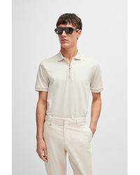 BOSS - Mercerized-cotton Slim-fit Polo Shirt With Zip Neck - Lyst