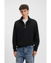 HUGO - Cotton-Terry Sweatshirt With Zip Collar - Lyst