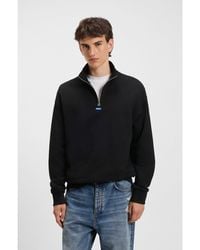HUGO - Cotton-Terry Sweatshirt With Logo Patch - Lyst