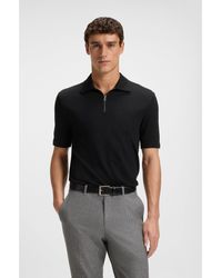 BOSS - Zip-Neck Polo Shirt With Piqué Weave - Lyst
