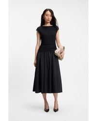 BOSS - Structured-Jersey Dress With Poplin Skirt - Lyst