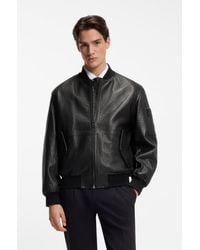 HUGO - Black Men's Leather Jackets Size M - Lyst