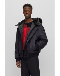 HUGO - Water-repellent Padded Jacket With Faux-fur Hood Lining - Lyst