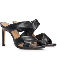 BOSS - Open-toe Mules In Nappa Leather With Padded Straps - Lyst