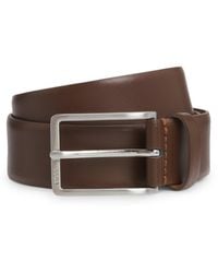 BOSS - Italian-Leather Belt With Brushed Hardware - Lyst