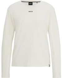 BOSS - Pyjama-Top aus Stretch-Baumwolle mit langen Ärmeln und Logo-Print - Lyst