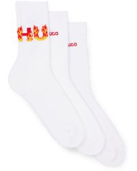 HUGO - Lot de trois paires de chaussettes courtes avec logos - Lyst