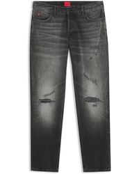 HUGO - Tapered-Fit Jeans Van Stretchkatoen Met Logolabel - Lyst