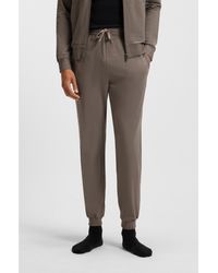 BOSS - Stretch-Cotton Tracksuit Bottoms With Embroidered Logo - Lyst