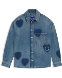 HUGO - Jacke Aus Festem Denim Mit Herz-Print - Lyst