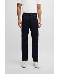 BOSS - Regular-fit Jeans In Dark-blue Comfort-stretch Denim - Lyst