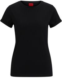 HUGO - The Plain Tee T-Shirt aus Baumwoll-Jersey mit Logo-Print Schwarz XS - Lyst