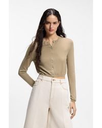 HUGO - Cropped Cardigan With Rear Ribbed Detail - Lyst