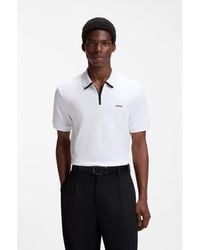 HUGO - Cotton Piqué Polo Shirt With Zip Neckline - Lyst