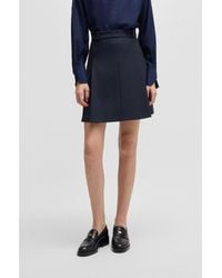 BOSS - Pleat-Front Skirt With Buttoned Waist - Lyst