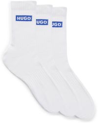 HUGO - Three-pack Of Short Socks With Blue Logos - Lyst