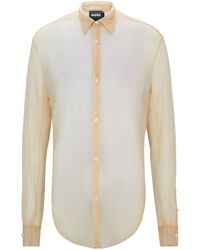 BOSS - Regular-fit Overhemd Van Transparante Jersey Met Kentkraag - Lyst