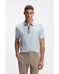 BOSS - Zip-Neck Polo Shirt - Lyst