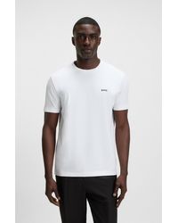 BOSS - Stretch-Cotton T-Shirt With Contrast Logo - Lyst