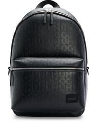HUGO - Faux-leather Backpack With Repeat-logo Motif - Lyst