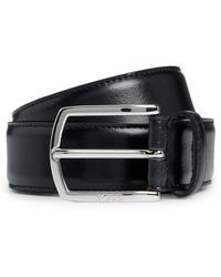 BOSS - Italian-Leather Belt With Branded Buckle And Full Lining - Lyst