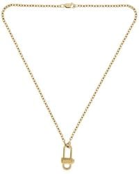 BOSS - Light---Tone Necklace With Lock Pendant - Lyst