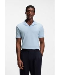 BOSS - Cotton-Linen Polo Shirt With Johnny Collar - Lyst