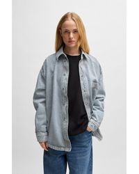 HUGO - Striped Button-Up Overshirt - Lyst
