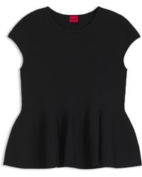 HUGO - Slim-Fit Pullover Mit Schößchensaum - Lyst