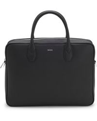 BOSS - Aktetas Van Generfd Leer Met Logoletters - Lyst