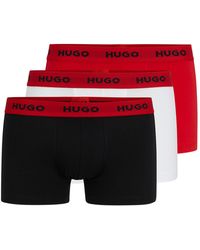 HUGO - Dreier-Pack eng anliegende Boxershorts aus Stretch-Baumwolle mit kurzem Bein und Logos am Bund - Lyst