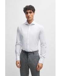 BOSS - Slim-fit Shirt In Structured Performance-stretch Jersey - Lyst