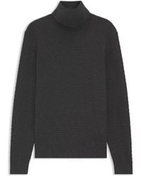 HUGO - Pull à col roulé en maille structurée de coton - Lyst