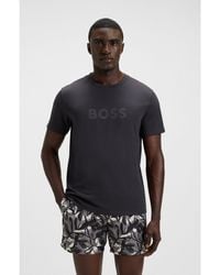 BOSS - Cotton-Jersey T-Shirt With Logo Print - Lyst