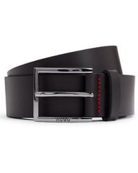 HUGO - Leather Belt With Engraved-Logo Buckle - Lyst