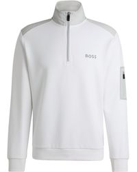 BOSS - Sweatshirt aus Baumwoll-Mix mit Troyerkragen und erhabenem 3D-Logo - Lyst