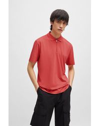 HUGO - Cotton-blend Polo Shirt With Zip Placket - Lyst