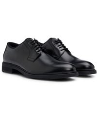 BOSS - Italian-made Derby Shoes In Leather With Piping Details - Lyst