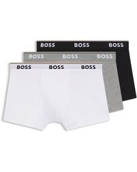BOSS - Stretch-Cotton Trunks With Repeat Logos - Lyst