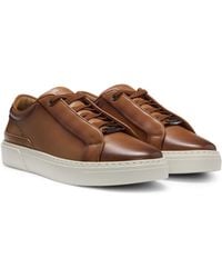 BOSS - Gary Leather Trainers With Hidden Laces - Lyst