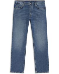HUGO - Regular-Fit Jeans Van Middenblauw Stonewashed Katoenen Denim - Lyst
