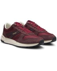 HUGO - Suede-Trim Sneakers With Logo Details - Lyst