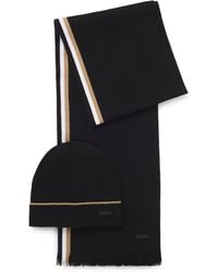 BOSS - Hat And Scarf Gift Set With Stripe Details - Lyst