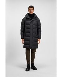 BOSS - Longline Water-Repellent Padded Jacket With Hood - Lyst