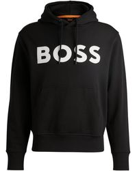 BOSS - Cotton-terry Relaxed-fit Hoodie With Contrast Logo - Lyst