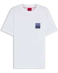 HUGO - T-Shirt Van Katoenen Jersey Met Tweedelige Logoprint - Lyst