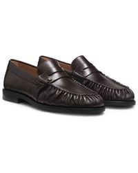 BOSS - Leather Moccasins With Double B Monogram - Lyst