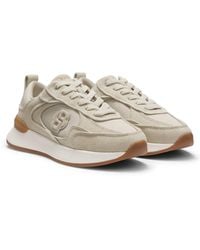 BOSS - Suede Trainers With Double B Monogram - Lyst