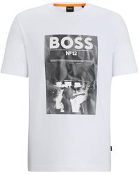 BOSS - Regular-fit T-shirt Van Katoen Met Seizoensartwork - Lyst